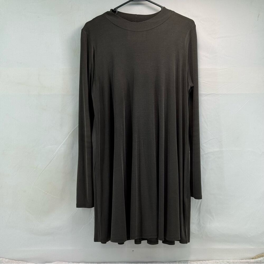 By Together women medium charcoal/dark green Long Sleeve ribbed Dress goth grung